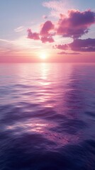 Obraz premium Serene Sunset over Calm Ocean Waters - Pink and Purple Hues