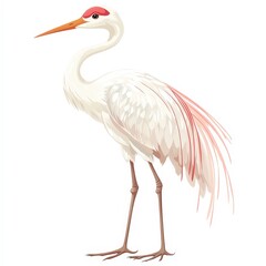 Obraz premium Elegant White Crane with Pink Crown and Graceful Feathers Design
