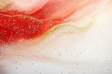 Abstract art with red and gold glitter