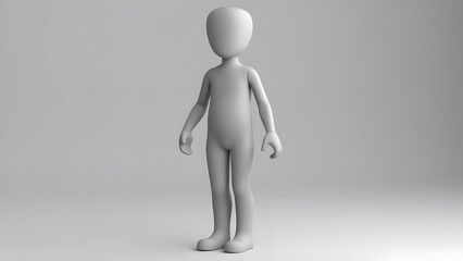 Neutral 3D Human Figure, Stop Motion Pose, Relaxed Arms, Contemplative Expression, AI-Generated Model