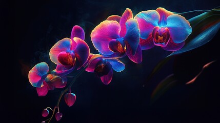 Close-up view of beautiful orchid flower with blurred background