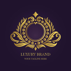 Luxurious Gold Emblem Design and Laurel Wreath  
