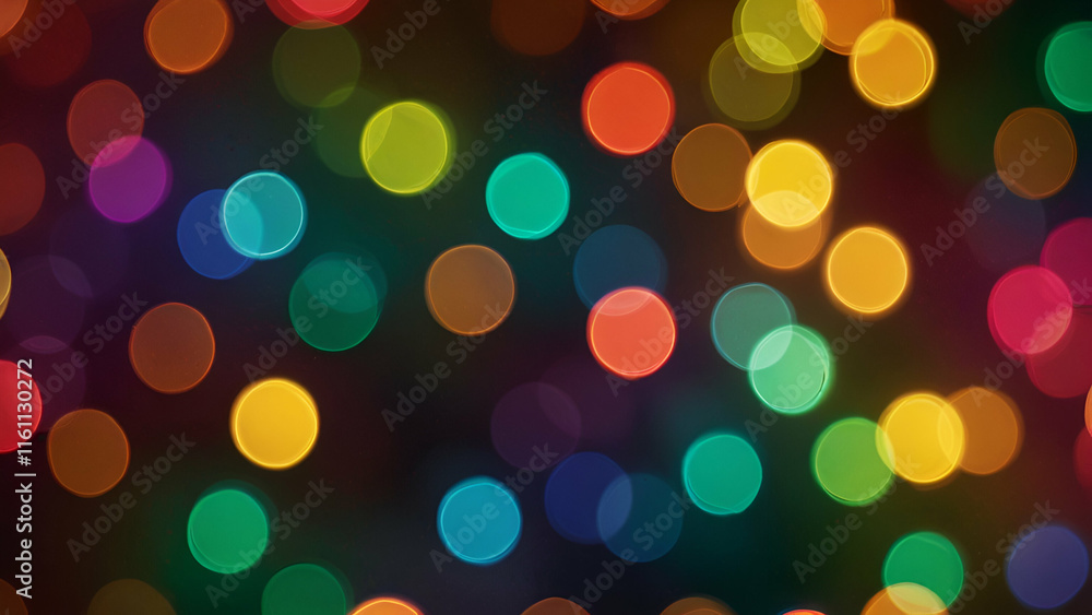 Poster festive multicolored blurred abstract background with glowing christmas lights, creating a magical b
