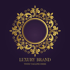  Luxury Brand Logo, Ornate Gold Circle