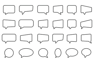 Speech bubble outline icon set on white background.