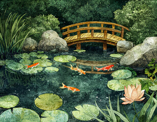 Serene Koi Pond