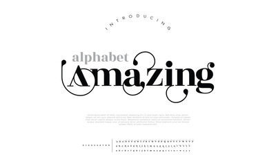 Beauty Luxury font alphabet logo. Typography beautiful fashion elegant classic letters serif italic fonts decorative wedding vintage retro logos. vector illustration
