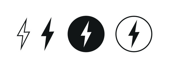 Lightning icon set. electric icon, energy sign, power icon png and vector illustration on transparent background