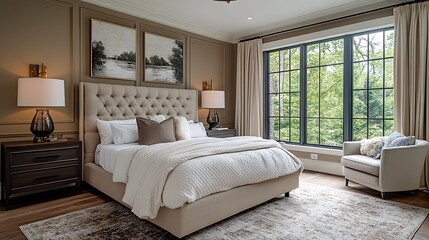 Natural Light Enhancing Elegant Bedroom Interior Design with Contemporary photo