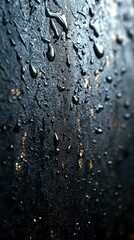 Obraz premium Abstract Dark Background with Water Droplets and Golden Sparks
