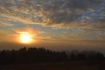 A sunrise on an autumn morning, Sainte-Apolline, Québec, Canada
