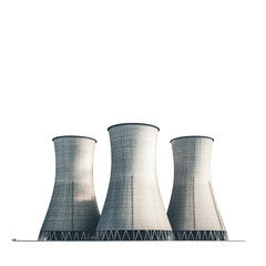 Trio of Cooling Towers: Industrial Powerhouse