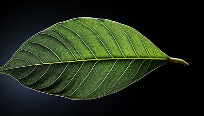 Obraz premium green leaf on black background