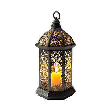 Ramadan Kareem lamp and lantern on a transparent background.
