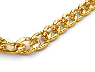 Obraz premium Shiny gold chain necklace isolated on a white background.