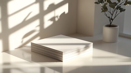 Fototapeta premium Blank business card mockup on white textured background 3d illustration 3d rendering card template
