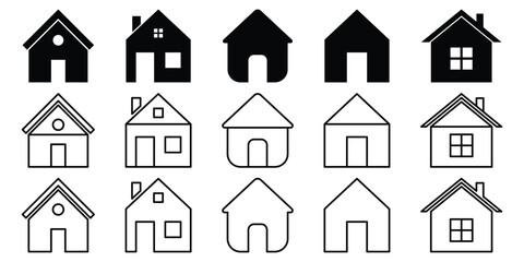 Web home icon. House symbol. Set of real estate objects and houses icon. House icon set.