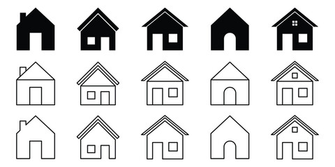 Fototapeta premium Home button icons set. Home page icon set. Simple house symbols. Building icon set. Vector illustration. EPS 10