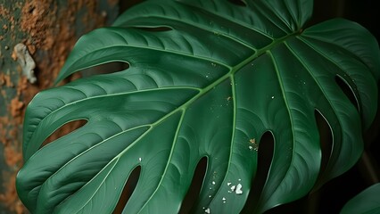 Ultra-High Magnification, Sage Green Tropical Jungle Leaf with Intricate Veins - Moody Natural Background
