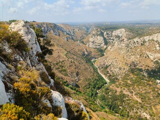View of famous Cavagrande canyon in Sicily 