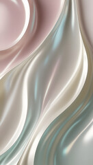 Elegant Pearlescent Waves - Minimalist Abstract Fluid Design with Soft Pastel Tones