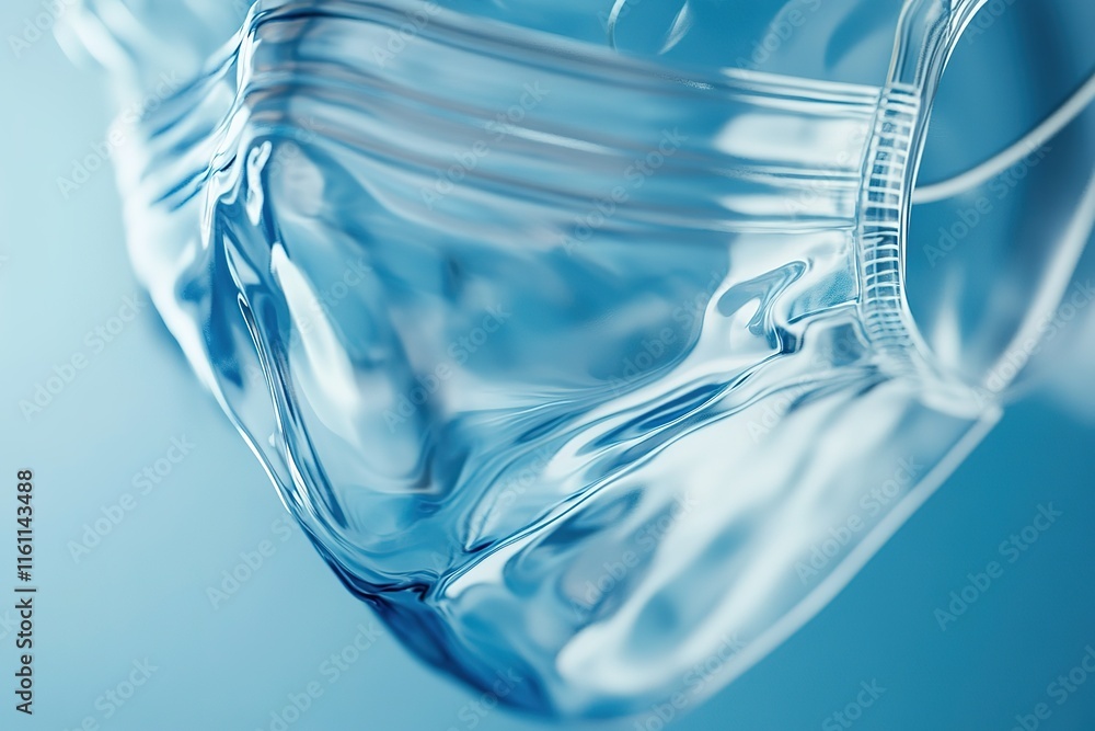 Poster close-up of a translucent, folded mask. subtle light reflections highlight the texture and form.