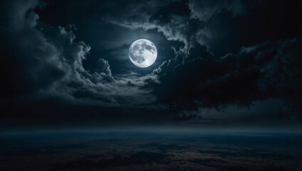 full moon in the clouds