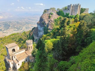 view of the castle in Erice city in Sicily 
