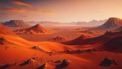 Foto op Canvas mars space landscapes concept, the martian surface, the red sand dune © MHC_Design