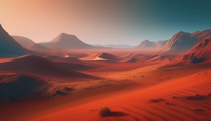 Fototapeta premium mars space landscapes concept, the martian surface, the red sand dune
