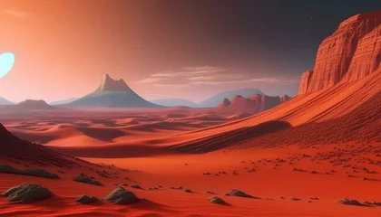 Selbstklebende Fototapeten mars space landscapes concept, the martian surface, the red sand dune © MHC_Design