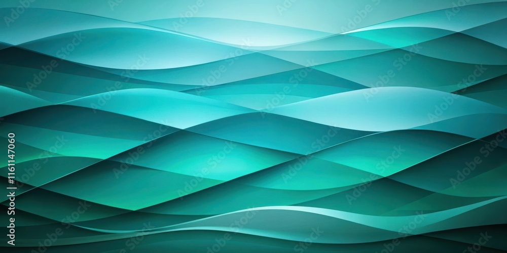 Poster abstract teal wavy pattern with light and dark hues for modern design