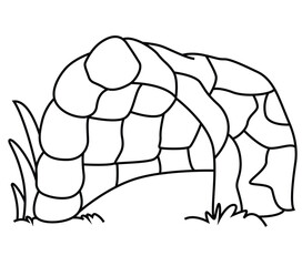 Cute cartoon hand drawn vector cave den coloring page.
