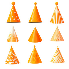 Collection of Orange Party Hats: Festive Designs for Celebrations