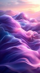 Obraz premium Ethereal Purple Waves Abstract Digital Art