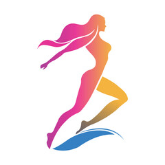 Abstract image of a woman running with flowing hair