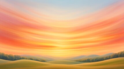 Obraz premium Serene Sunset Over Rolling Hills.