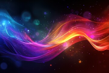 Abstract colorful wave with glowing particles. Perfect for backgrounds, designs, and tech themes.