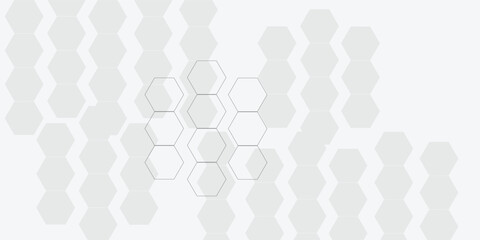 Geometric technology white and grey and light grey hexagon background. Abstract vector illustration Science technology and medical concept hexagon on transparent background

