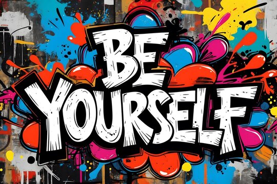 Be Yourself Graffiti Art with Urban Vibes