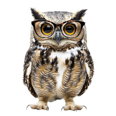 Fototapeta premium Wise Owl in Specs: A Studious Bird Portrait