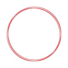 Highlight hand draw red circle isolated on background.