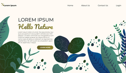 Hello Spring hand drawn illustration. Season lettering for greeting card, poster, banner, invitation, brochure, voucher discount. Spring background with colorful flower and leaf. Spring time.