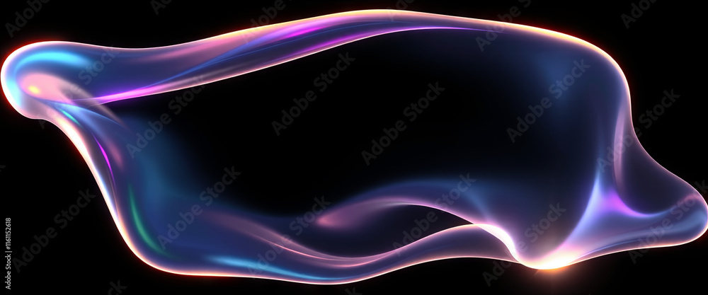 Poster vibrant light shapes flow seamlessly in a wave-like motion, showcasing a spectrum of colors against 