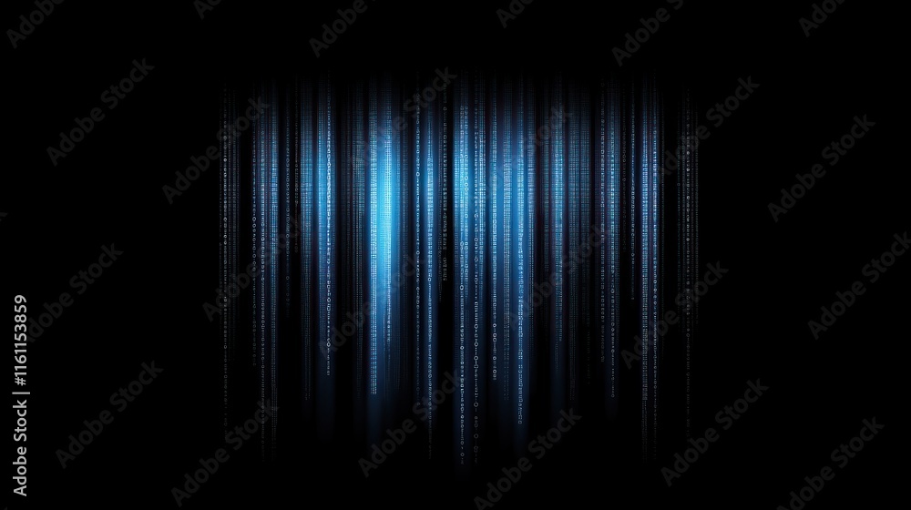 Poster digital data streams blue glowing code abstract background