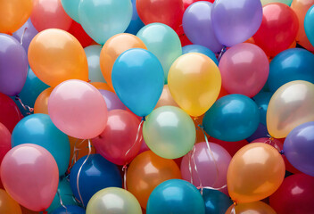 background of multi-colored balloons with a soft glow party birthday celebration fun
