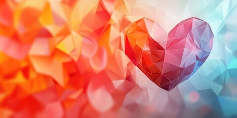 Abstract Geometric Heart Design With Warm Cool Colors