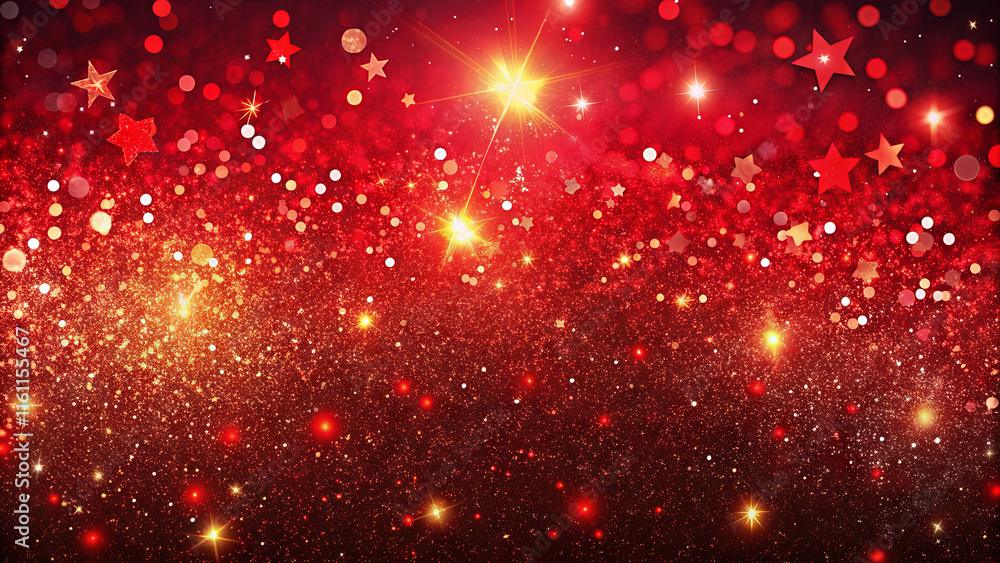 Aufkleber a brilliant display of red hues and sparkling lights fills the background, creating a joyful ambianc