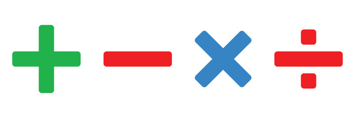 Obraz premium plus, minus, multiply, divide sign icons vector design