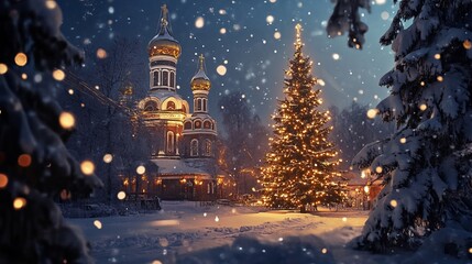 Fototapeta premium Orthodox Christmas Background Concept 